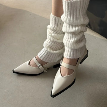 Xajzpa New Mary Jane Shoes Spring Autumn Pointed Toe Low Heel Women Shallow Single Pumps Women Fashion Buckle Shoes